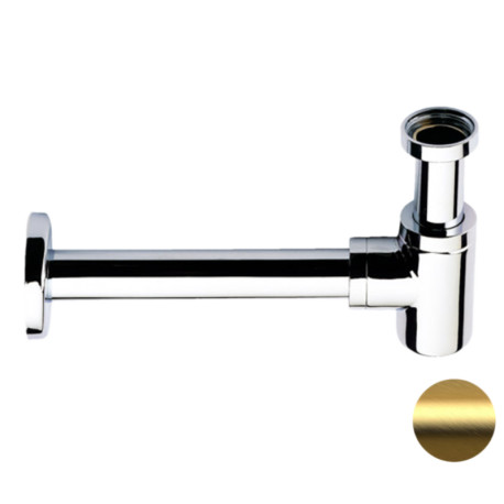 Сифон для умывальника Remer RR 958B BG брашированное золото 1.1/4", латунь, отвод 30 см.