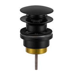 Донный клапан Remer RR905CCR NO чёрный матовый click-clack 1,1/4" с переливом.