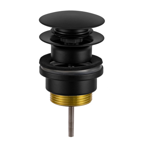 Донный клапан Remer RR905CCR NO чёрный матовый click-clack 1,1/4" с переливом.