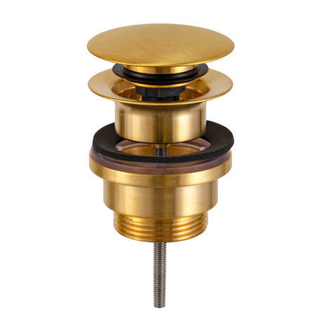 Донный клапан Remer RR905CCR BG матовое золото click-clack 1,1/4" с переливом.