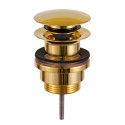 Донный клапан Remer RR905CCR DO золото click-clack 1,1/4" с переливом.