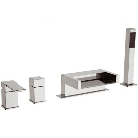 Смеситель для ванной Remer RR QC06 каскадный  Серия Qubika Cascata