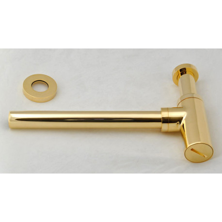 Сифон для умывальника Remer хром.латунь RR 958L DO золото, 1.1/4" отвод 30 см.